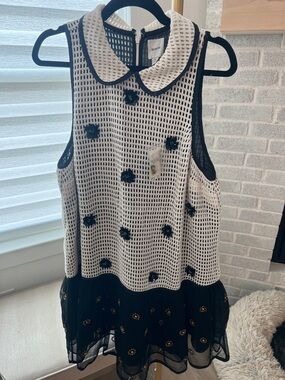 Maeve Black & White Crochet Overlay Dress